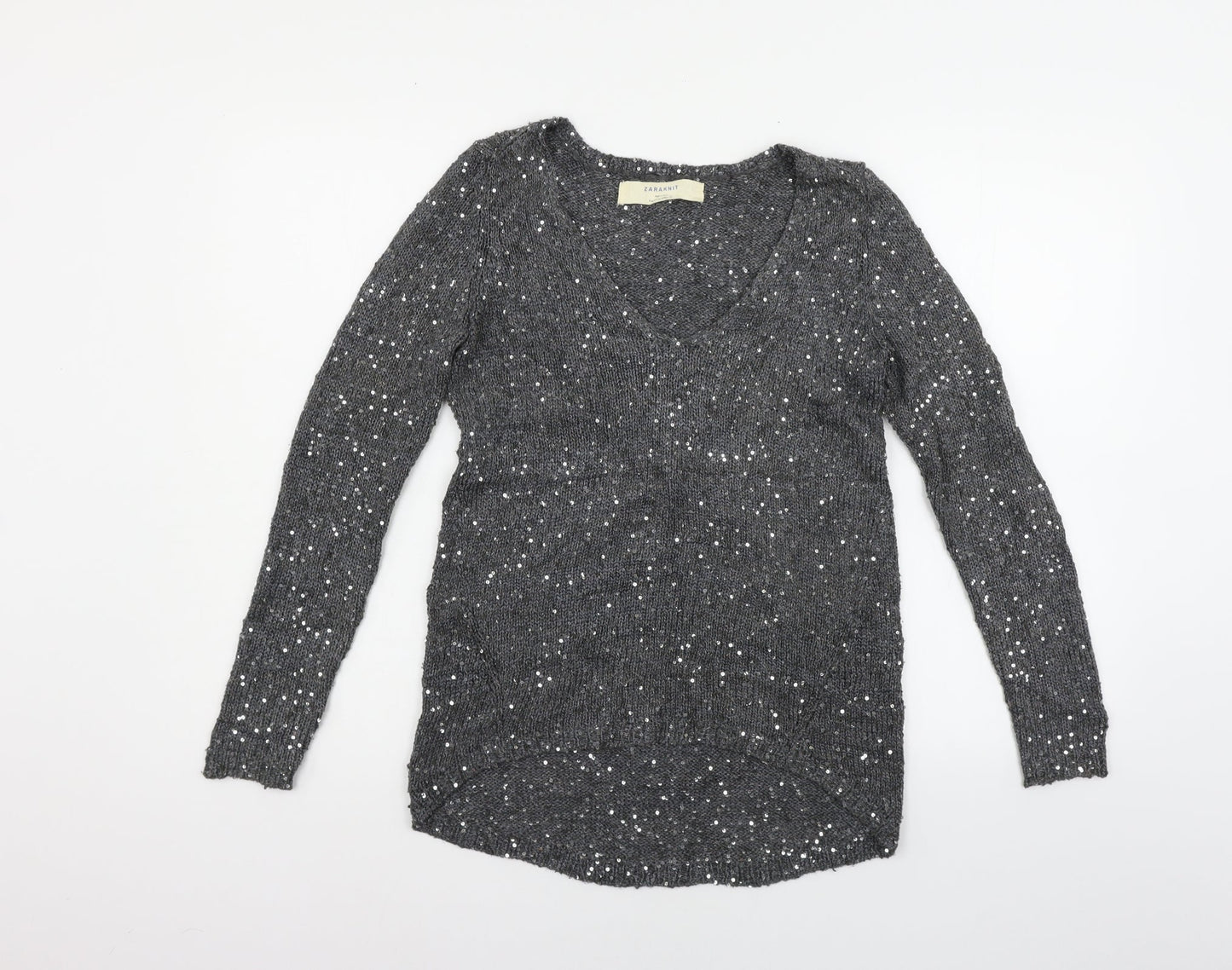 Womens UK Size S Zara Grey Pullover Jumper