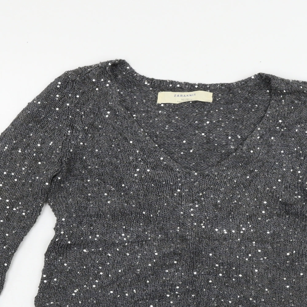 Womens UK Size S Zara Grey Pullover Jumper