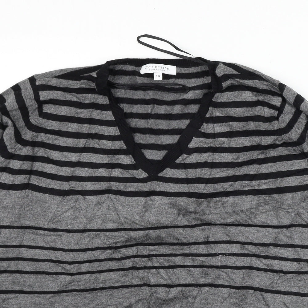 Debenhams Womens Grey Striped  Pullover Jumper Size 14