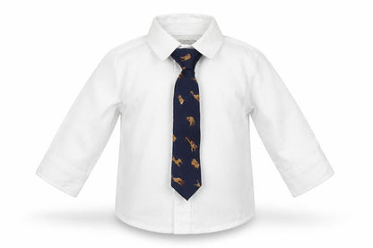 Front view of Monsoon boys’ white basic button-up, size 6-9, months
