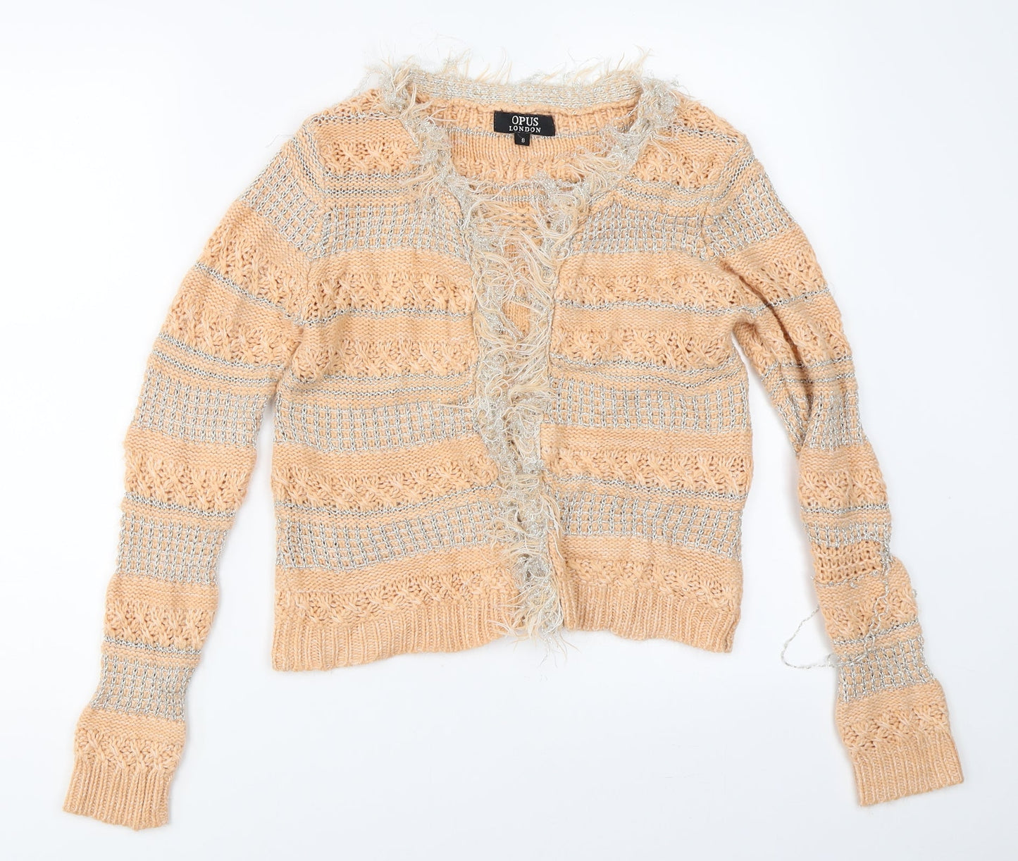 Womens UK Size 8 OPUS Orange Cardigan Jumper
