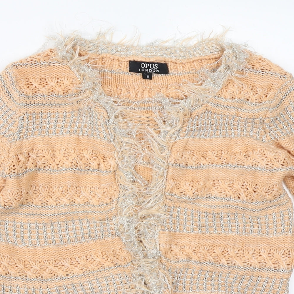 Womens UK Size 8 OPUS Orange Cardigan Jumper