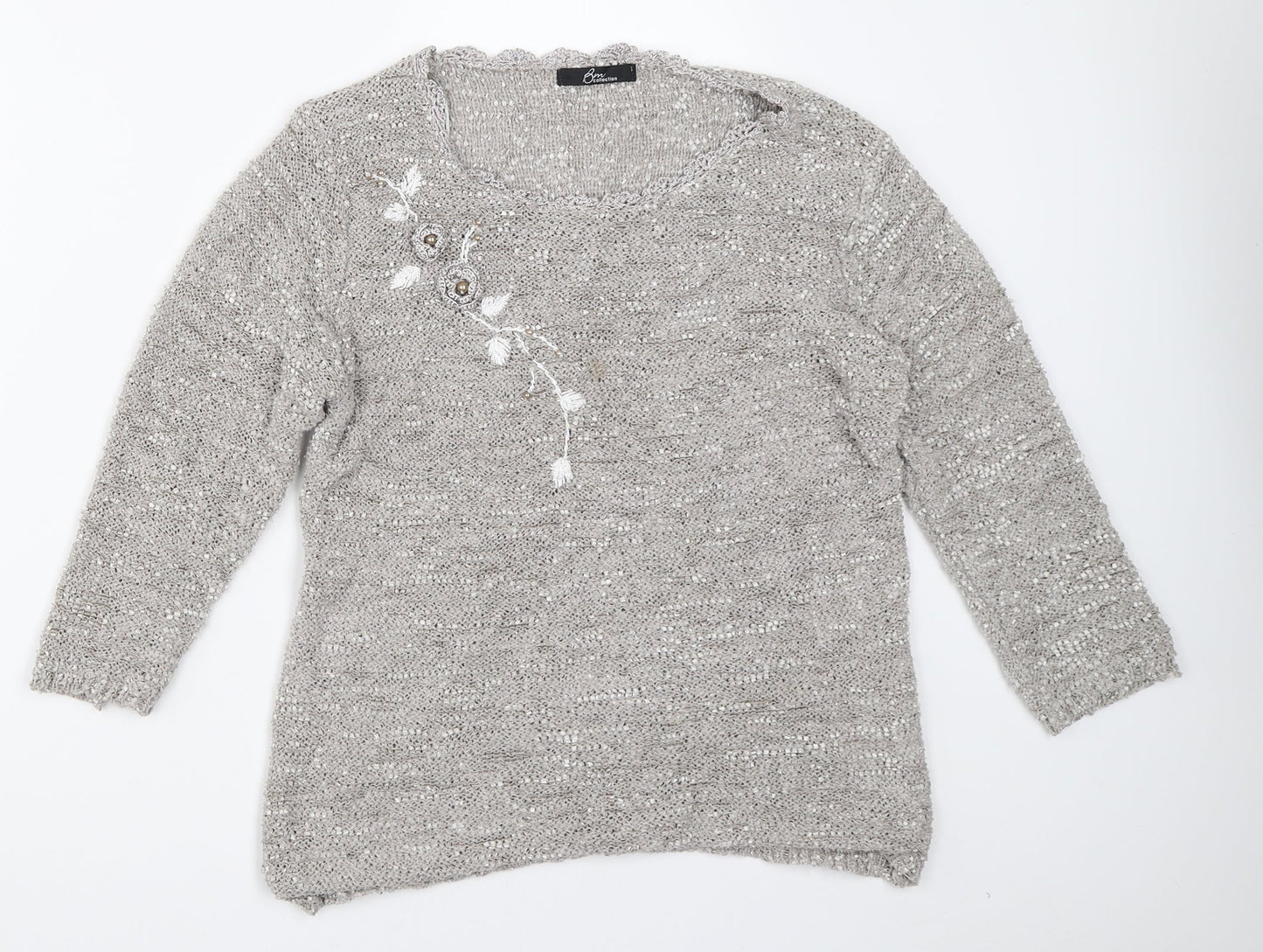 Bm Collection Womens Beige   Pullover Jumper Size S