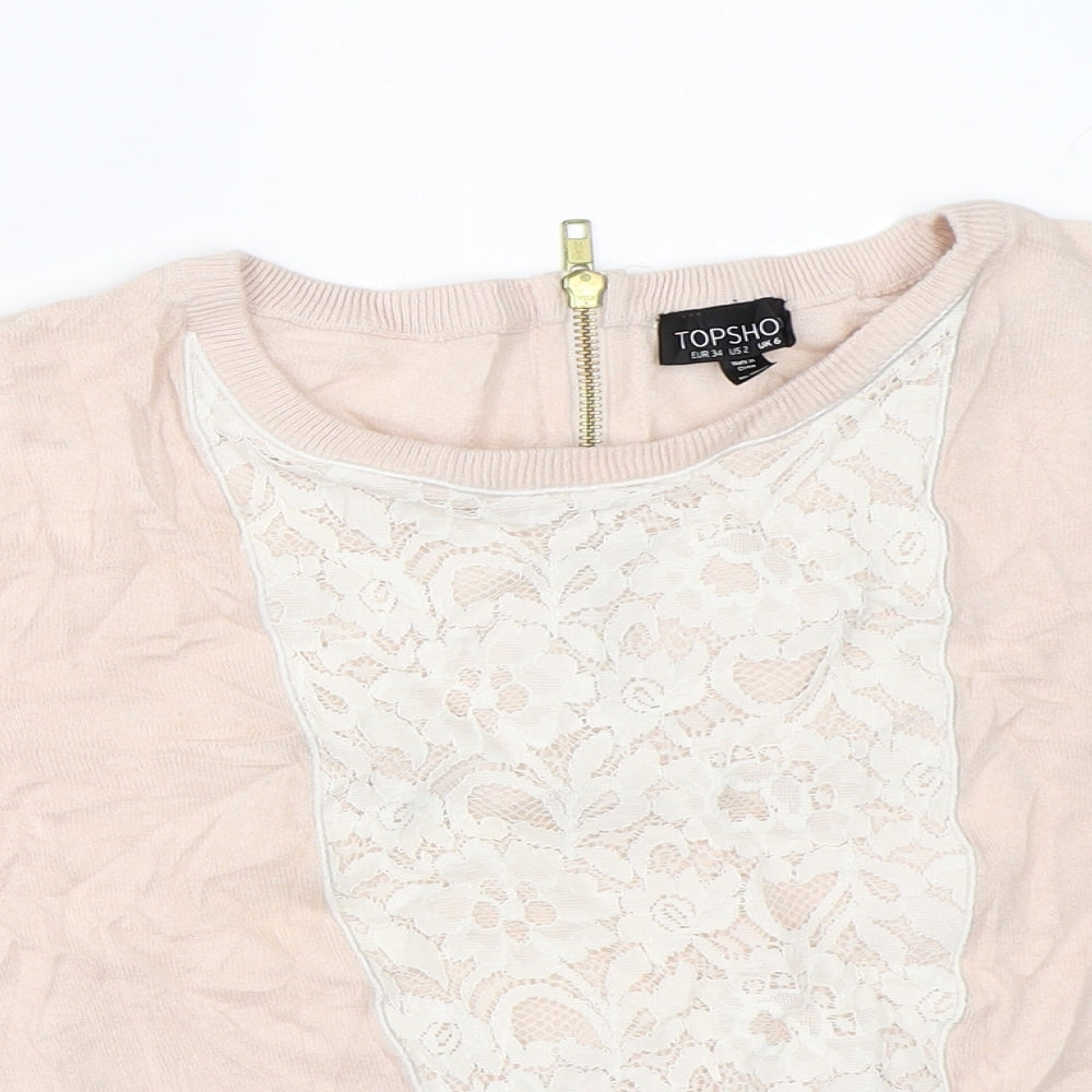 Womens UK Size 6 Topshop Beige Pullover Jumper