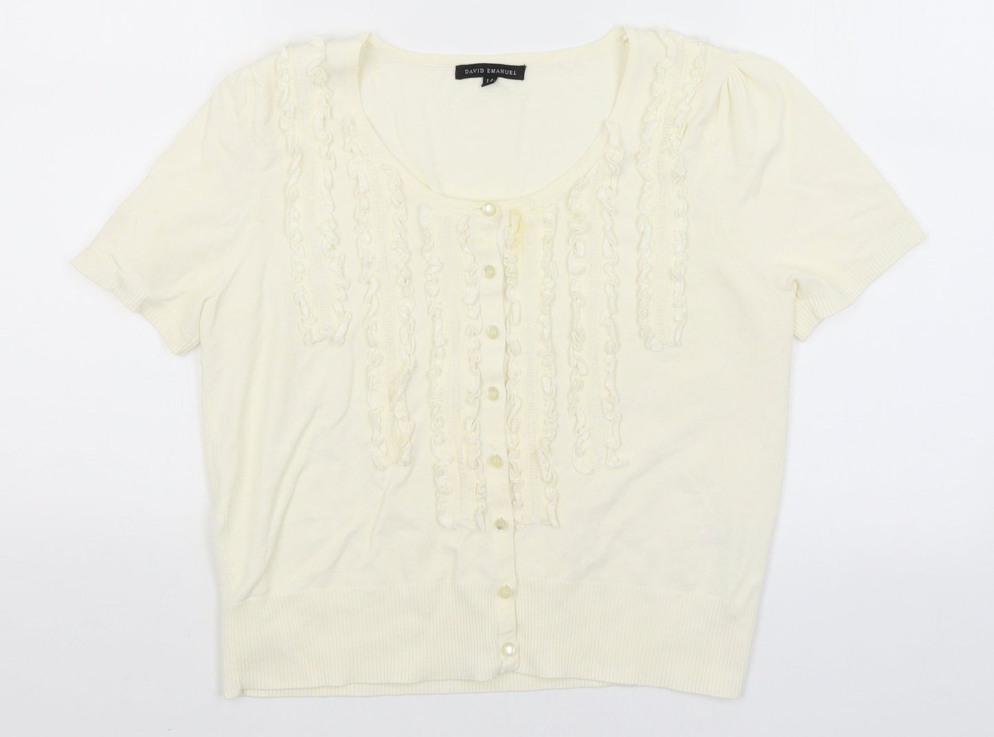 David Emanuel Womens Ivory   Cardigan Jumper Size 14