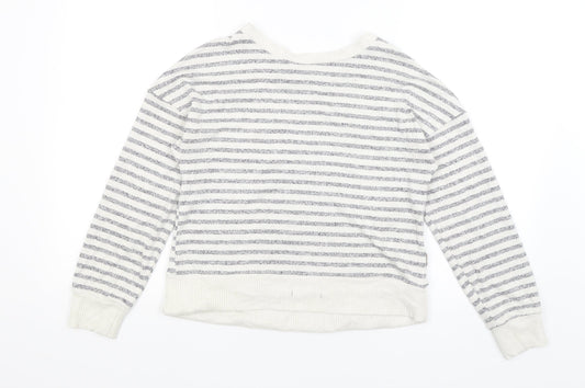 Primark Womens White Striped  Pullover Jumper Size 8