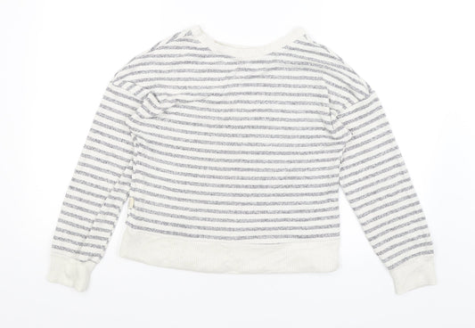 Primark Womens White Striped  Pullover Jumper Size 8