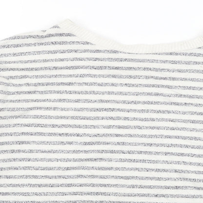 Primark Womens White Striped  Pullover Jumper Size 8