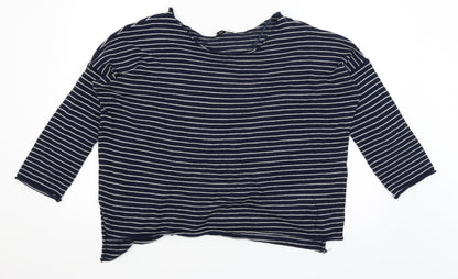 Zara Knit Womens Blue Striped  Basic T-Shirt Size M
