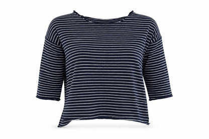 Zara Knit Womens Blue Striped  Basic T-Shirt Size M