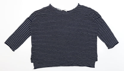 Zara Knit Womens Blue Striped  Basic T-Shirt Size M