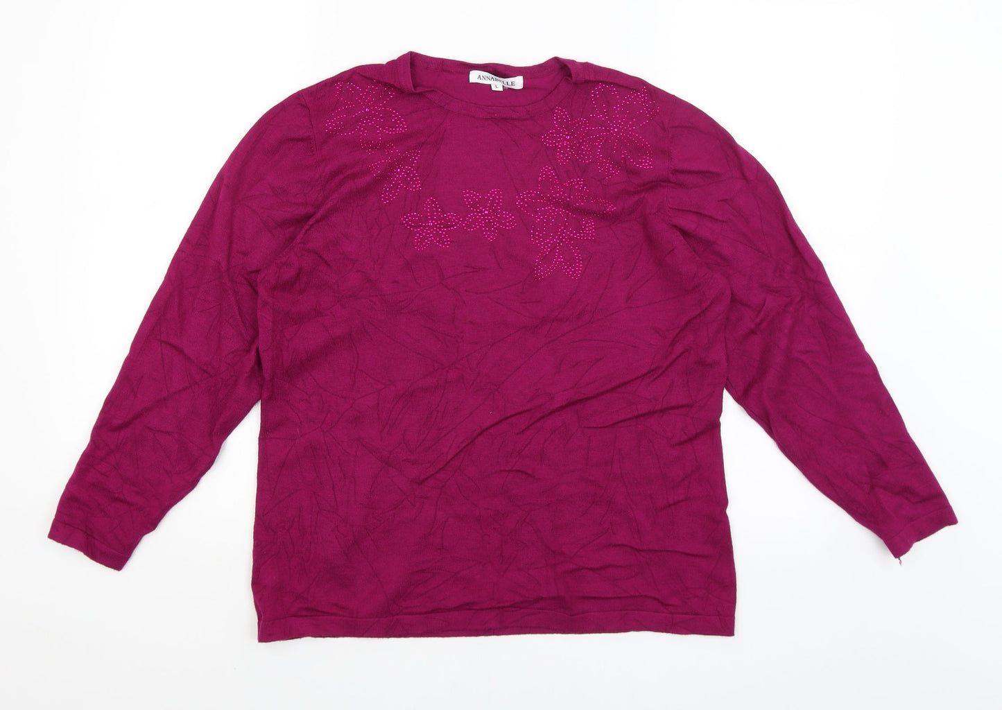 Womens UK Size L Annabelle Purple Basic T-Shirt