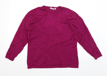 Womens UK Size L Annabelle Purple Basic T-Shirt