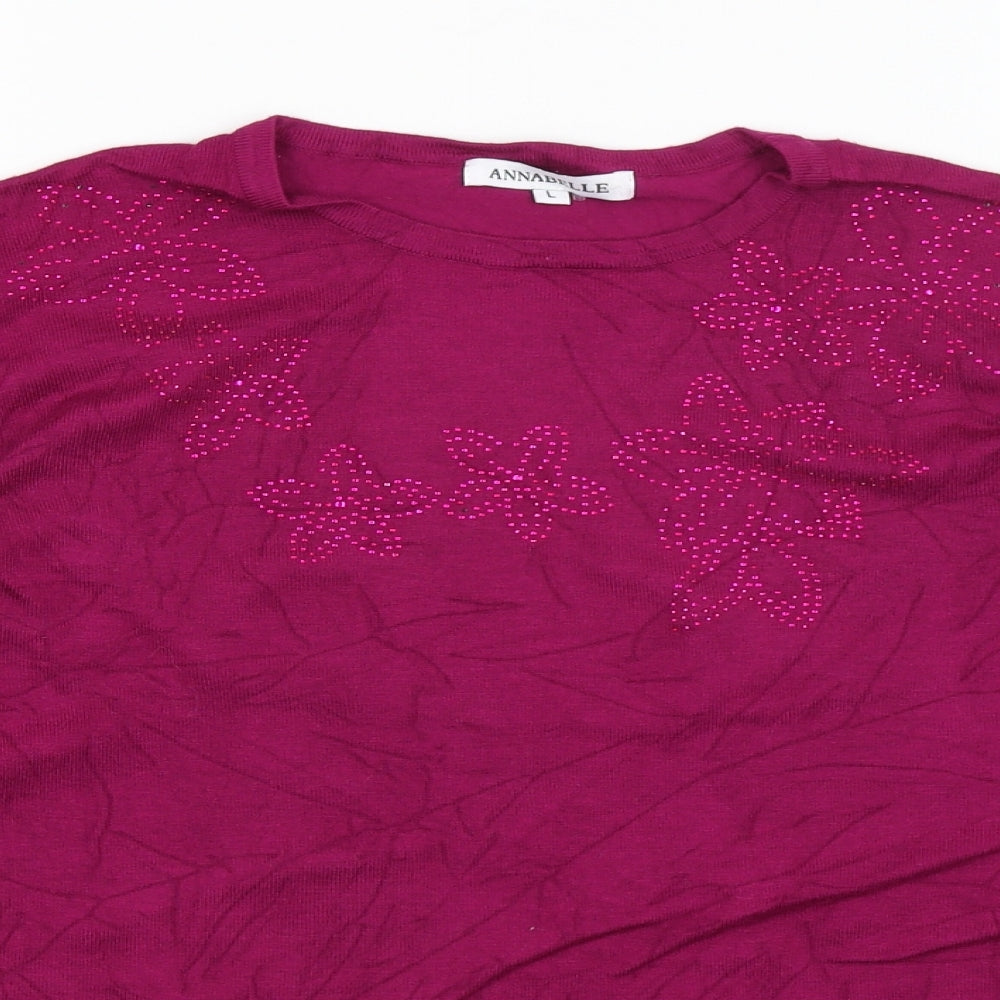Womens UK Size L Annabelle Purple Basic T-Shirt
