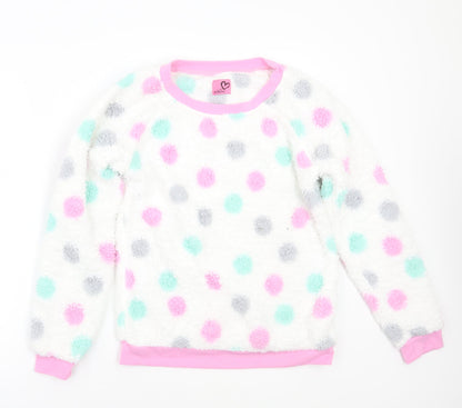 Adore Womens White Polka Dot  Top Pyjama Top Size S