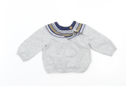 Mothercare Boys Grey   Pullover Jumper Size 3-6 Months