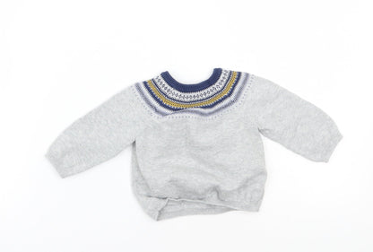 Mothercare Boys Grey   Pullover Jumper Size 3-6 Months