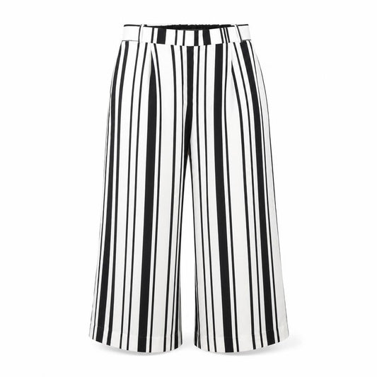 Front view of Only women’s white striped trousers, size UK 12, 30-inch leg