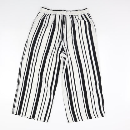 only  Womens White Striped  Trousers  Size 12 L30 in