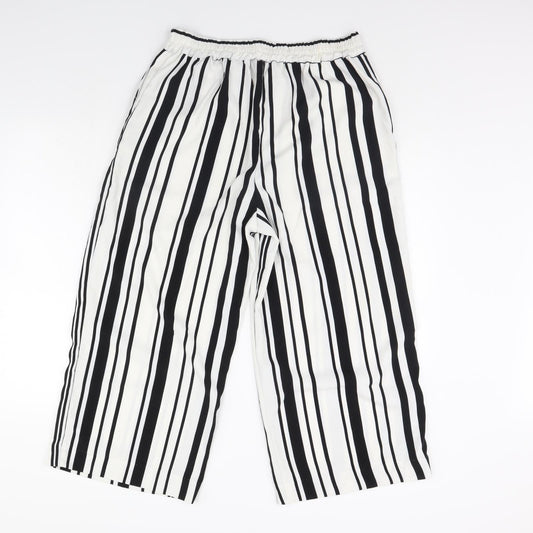 only  Womens White Striped  Trousers  Size 12 L30 in