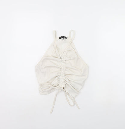 Womens UK Size 12 Missguided White Cropped Tank