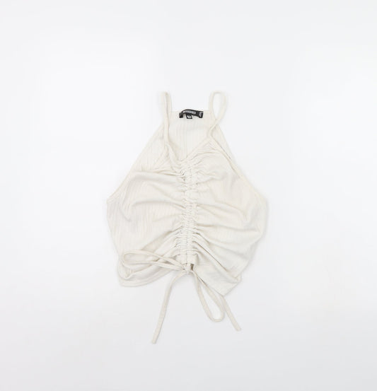 Womens UK Size 12 Missguided White Cropped Tank