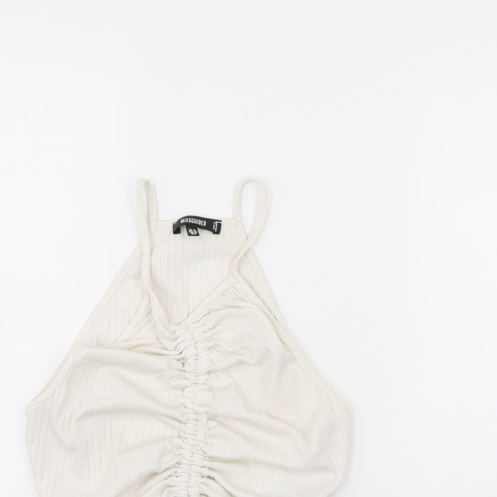 Womens UK Size 12 Missguided White Cropped Tank