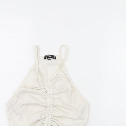 Womens UK Size 12 Missguided White Cropped Tank