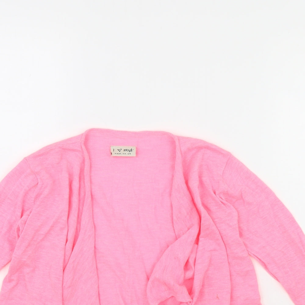 Close-up detail of Next girls’ pink jacket, size 7, years