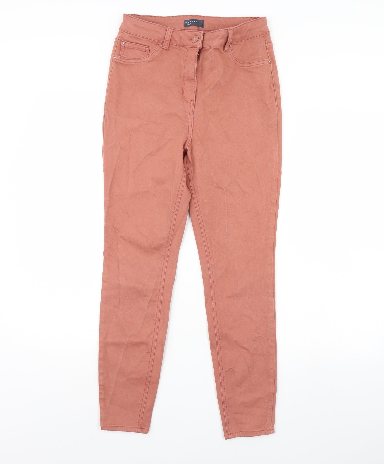 Womens UK Size 12 Papaya Regular Fit Skinny Pink Jeans