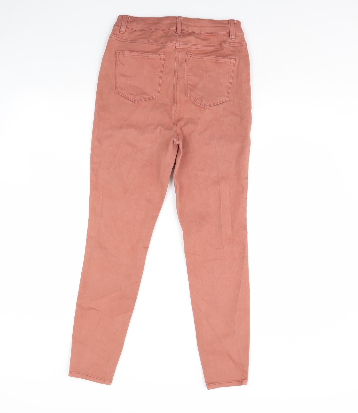 Womens UK Size 12 Papaya Regular Fit Skinny Pink Jeans