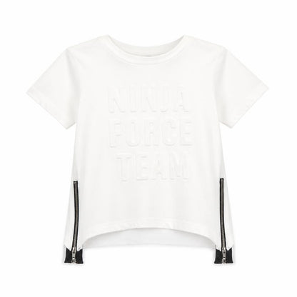 Front view of chicaprie Baby White Basic T-Shirt, size 18-24, Months