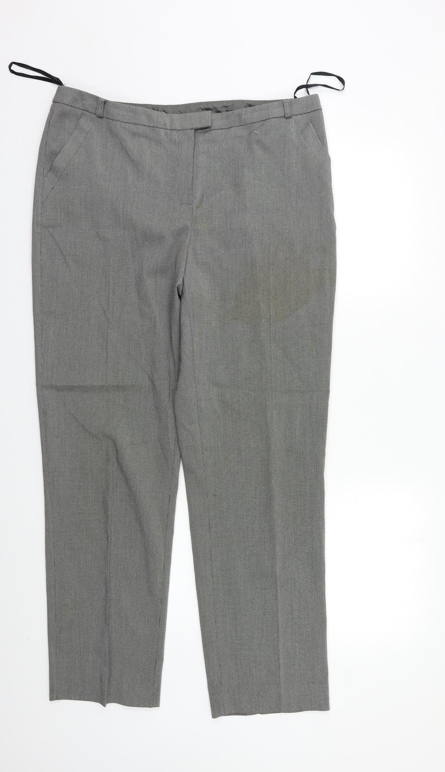 TU Womens Black Check  Trousers  Size 14 L28 in