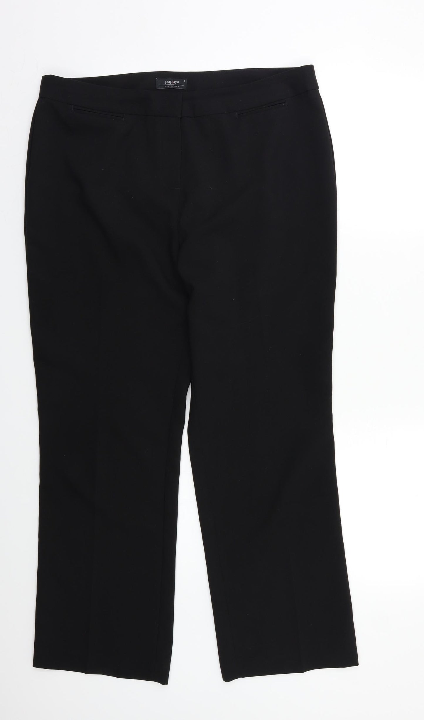 Womens UK Size 14 Papaya Regular Fit Dress Pants Black Trousers