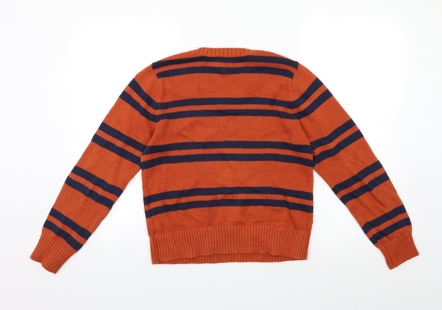 Lands' End Girls Orange Striped  Pullover Jumper Size 10-11 Years