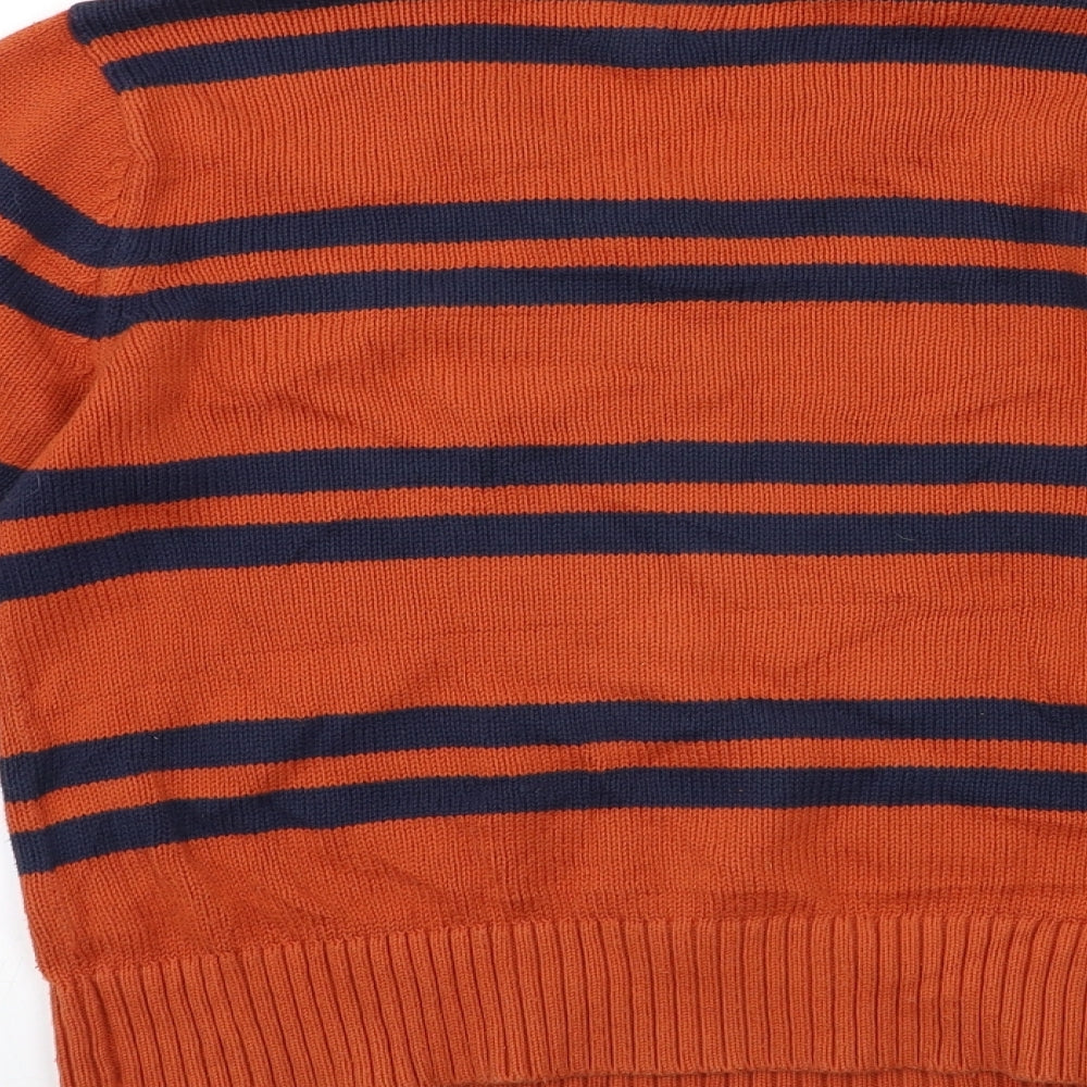 Lands' End Girls Orange Striped  Pullover Jumper Size 10-11 Years
