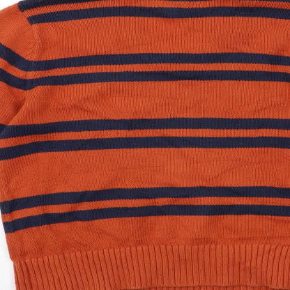 Lands' End Girls Orange Striped  Pullover Jumper Size 10-11 Years