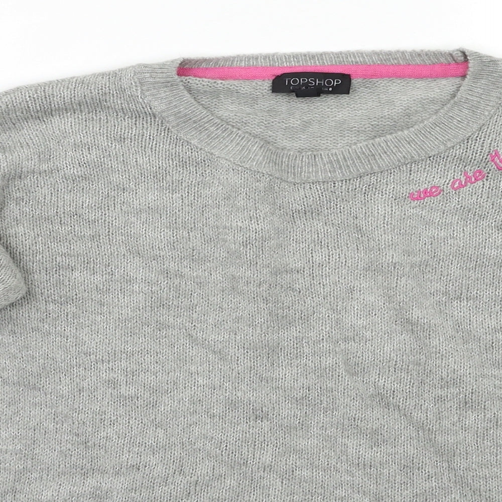 Womens UK Size 8 Topshop Grey Pullover Jumper