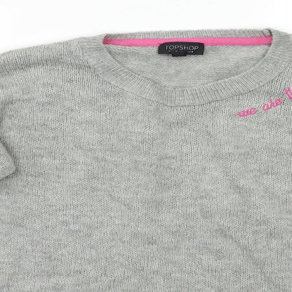 Womens UK Size 8 Topshop Grey Pullover Jumper