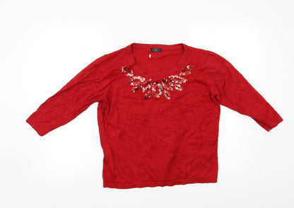 Womens UK Size S BM Red Pullover Jumper