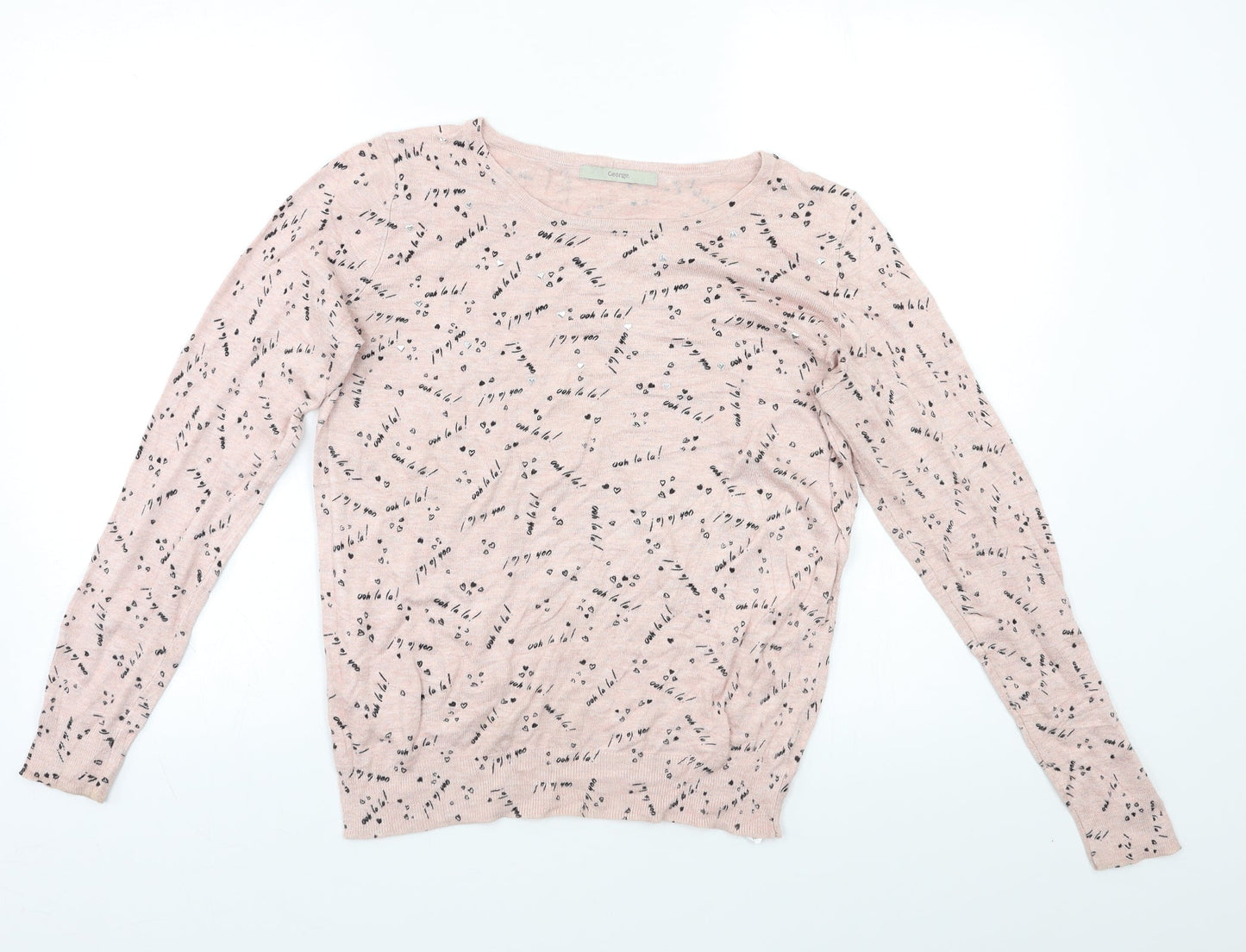 George Womens Pink Geometric  Pullover Jumper Size 10