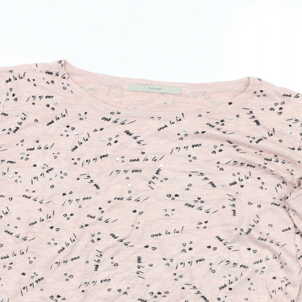 George Womens Pink Geometric  Pullover Jumper Size 10