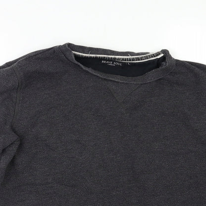 Mens UK Size L Brave Soul Grey Pullover Sweatshirt