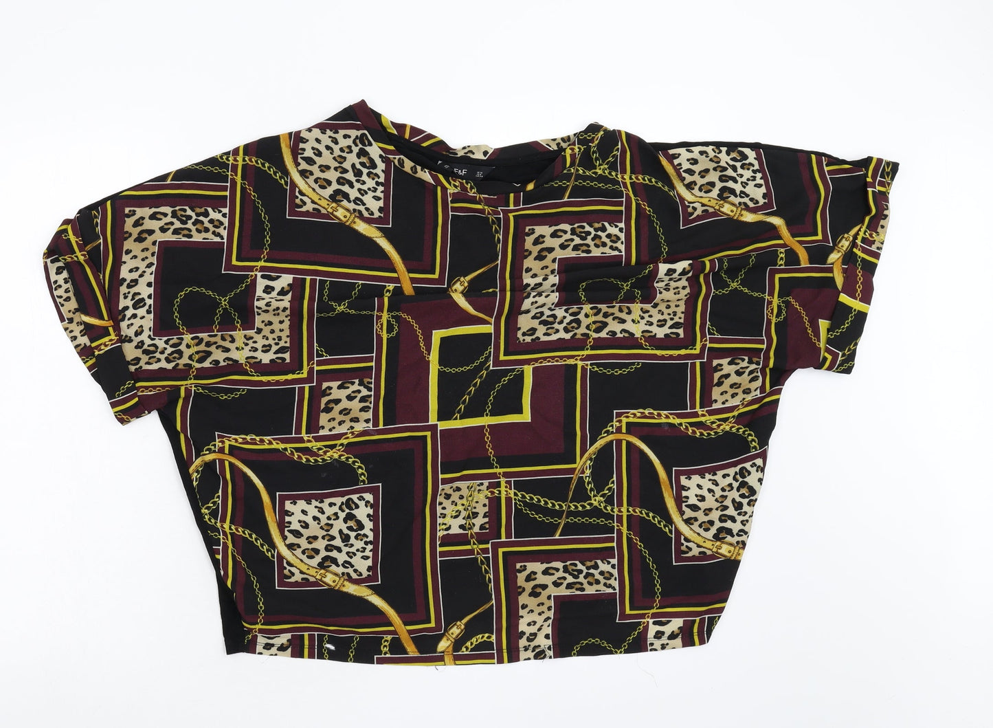 F&F Womens Black Geometric  Basic Blouse Size 12