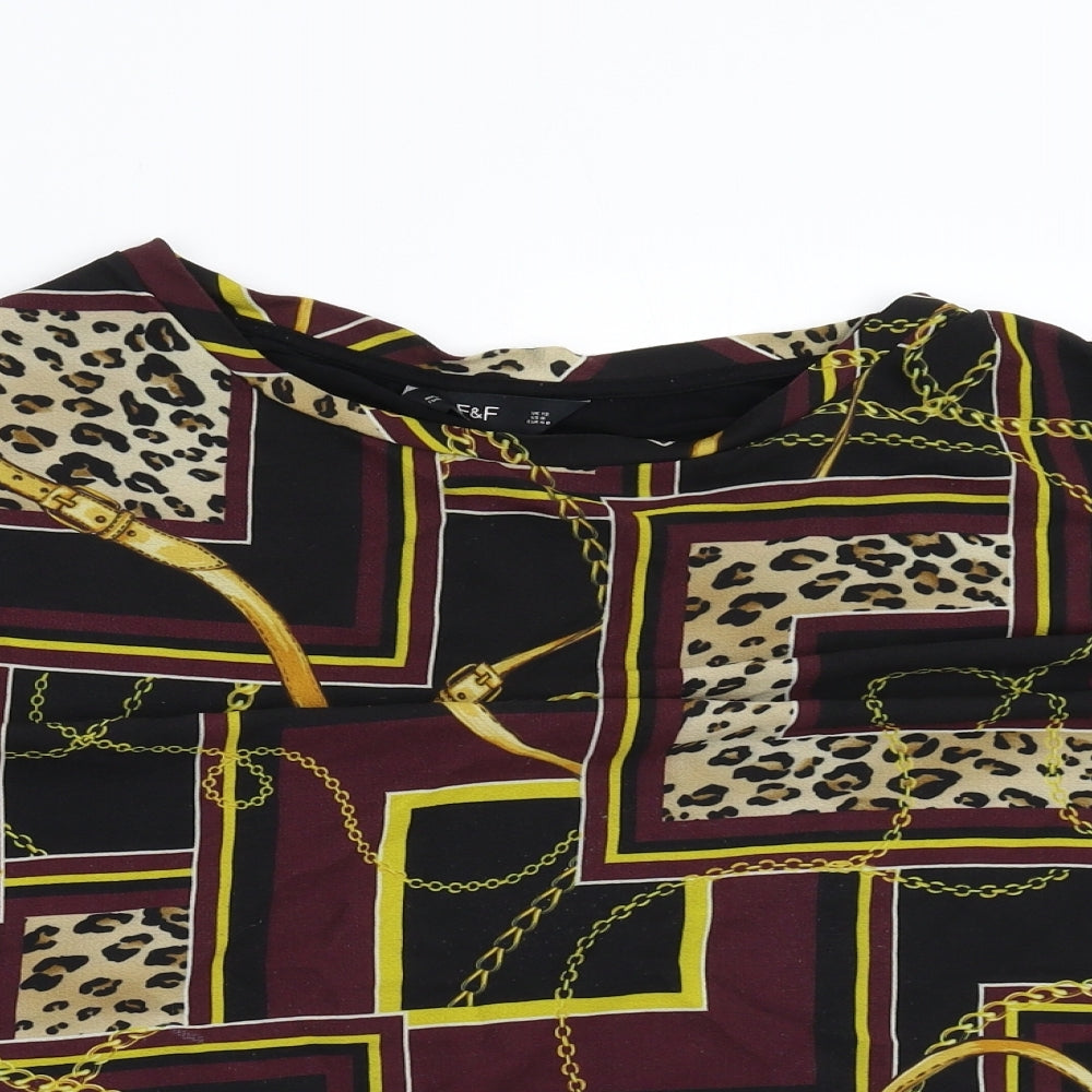 F&F Womens Black Geometric  Basic Blouse Size 12