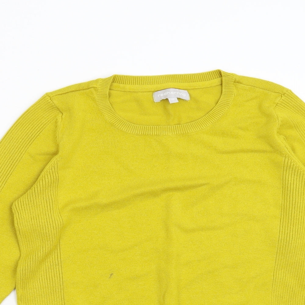 Womens UK Size 10 Red Herring Yellow Pullover Jumper