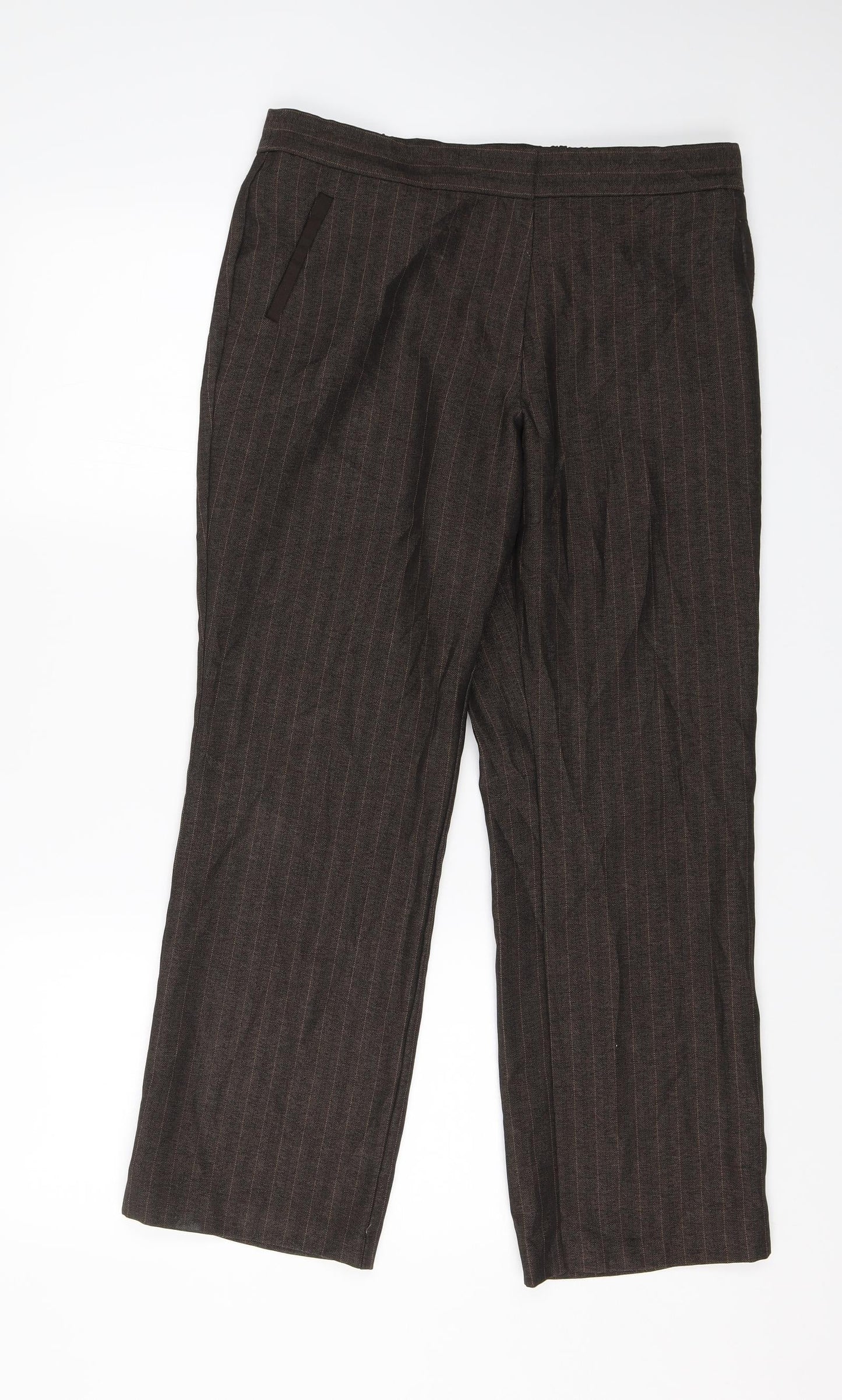 Womens UK Size 12 M&S Regular Fit Dress Pants Brown Trousers