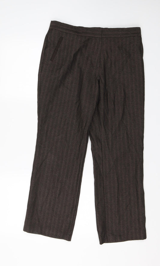 Womens UK Size 12 M&S Regular Fit Dress Pants Brown Trousers