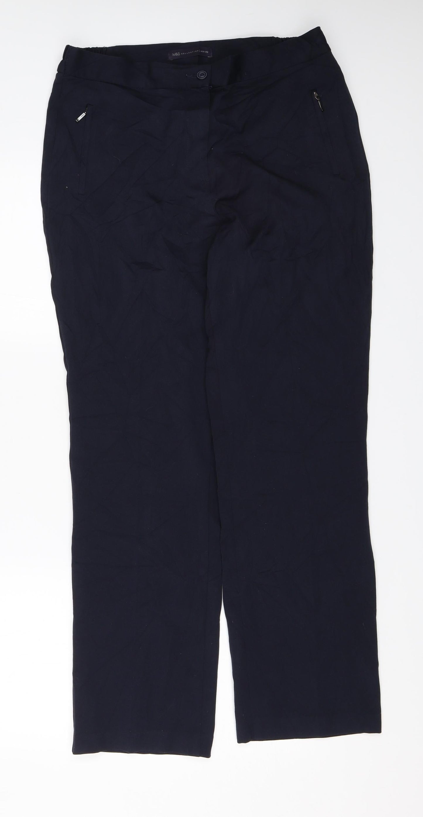 Womens UK Size 12 M&S Regular Fit Dress Pants Blue Trousers