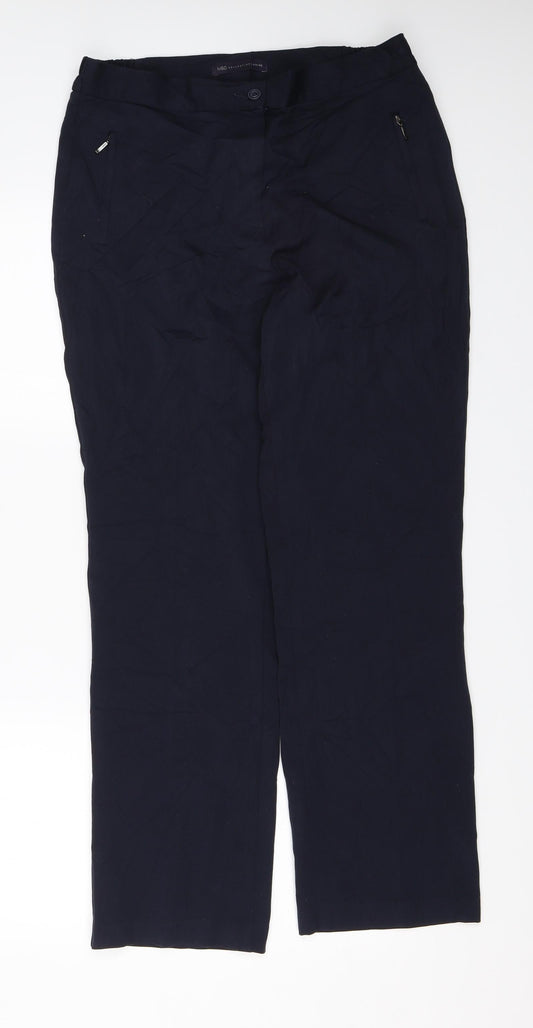 Womens UK Size 12 M&S Regular Fit Dress Pants Blue Trousers